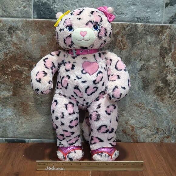 Sassy Kitty Cat Build A Bear Leopard Cheetah Plush Pawfect Pink Heart 18” - Picture 8 of 11
